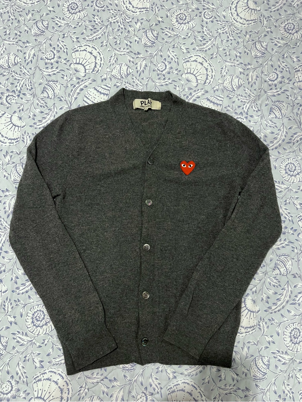 Comme Des Garons Play Wool V-Neck Cardigan